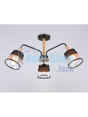 Светильник Ambrella light TR4740/3 BK/LW черный/светлое дерево E27/3 max 40W D760*350