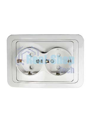 Розетка 2-м CLASSICO защ. шторки с заземл. 2128x белый ASD/IN HOME 4690612000985