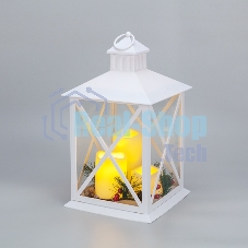 Фонарь декоративный (фигура) с тремя свечами Neon-night, белый корпус, 24х24х40 см, теплый белый