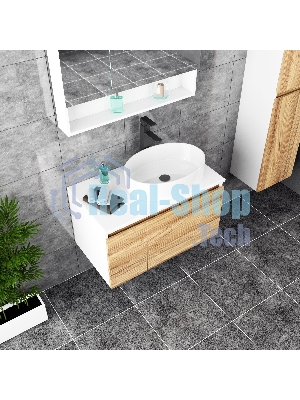 Тумба с раковиной и выпуском (Тумба Bau Dream Blackwood 80, умывальник BAU Nimb 50х36, выпуск клик клак, черный)