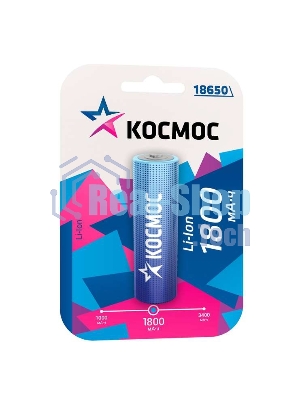 Аккумулятор Космос Li-ion 18650 1800 мАч без защиты (блист.1шт)