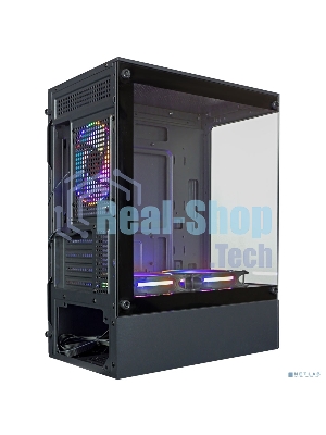 Компьютерный корпус Ginzzu CL475 mATX FAN 3*12LC4 передняя панель Стекло