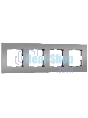 Рамка на 4 поста Slab (серебро софт) W0042965