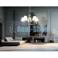 Люстра Ambrella light LH75253/5 SN/FR сатин никель/белый матовый E14*5 max 40W D700*510