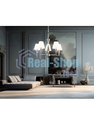 Люстра Ambrella light LH75253/5 SN/FR сатин никель/белый матовый E14*5 max 40W D700*510