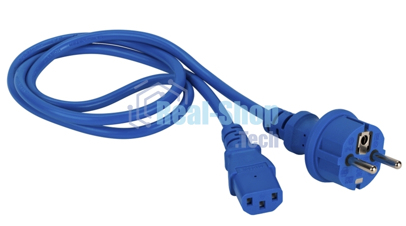 Шнур питания Lanmaster C13-Schuko прямая, 3х0.75, 220В, 10А, синий, 1 метр