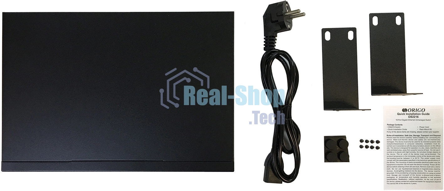 Коммутатор ORIGO Unmanaged Switch, 16x1000Base-T, 19 Rackmount Kit