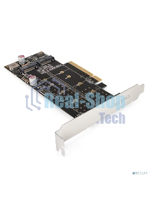 Переходник ExeGate EXE-597E2 (2 x M.2 M key -> PCI-E x8 v3.0, для установки двух SSD M.2 2230/2242/2260/2280/22110 M key NGFF в слот PCI-E, материнская плата должна быть c функции Bifurcation PCI-E)