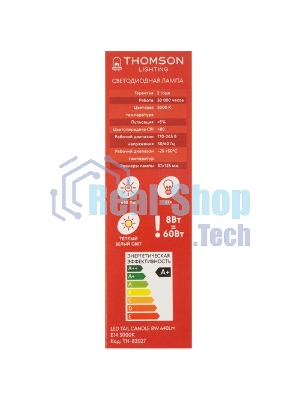Лампа cветодиодная LED Thomson TH-B2098 E27, груша, 5Вт, 4000К, белый нейтральный, 1 шт.