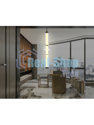 Подвесной светодиодный светильник Ambrella light LH11023 BK/SM черный/дымчатый 17W 3000K D120*520