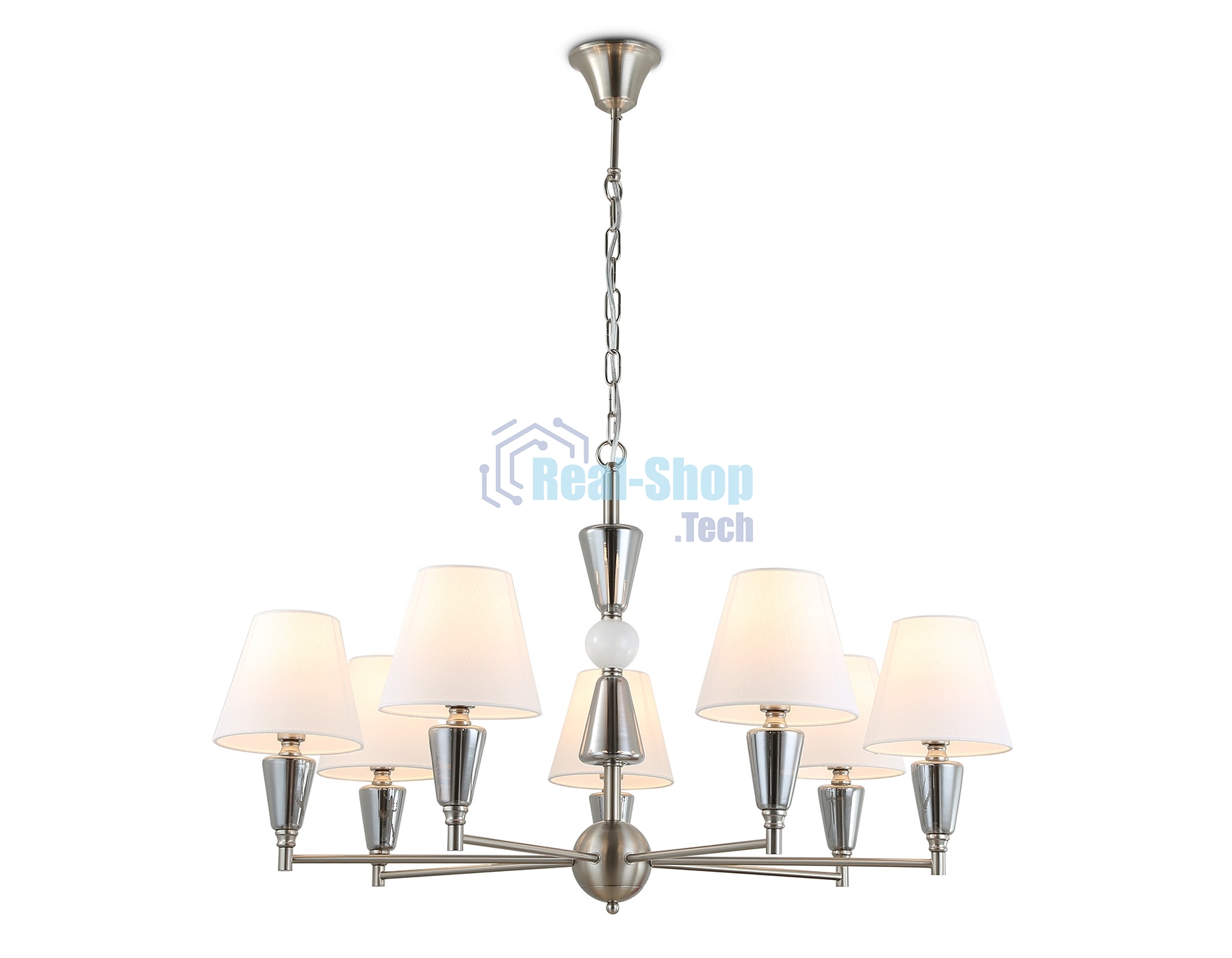 Люстра Ambrella light LH75256/7 SN/FR сатин никель/белый матовый E14*7 max 40W D860*520