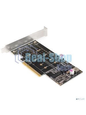 Переходник ExeGate EXE-597E2 (2 x M.2 M key -> PCI-E x8 v3.0, для установки двух SSD M.2 2230/2242/2260/2280/22110 M key NGFF в слот PCI-E, материнская плата должна быть c функции Bifurcation PCI-E)