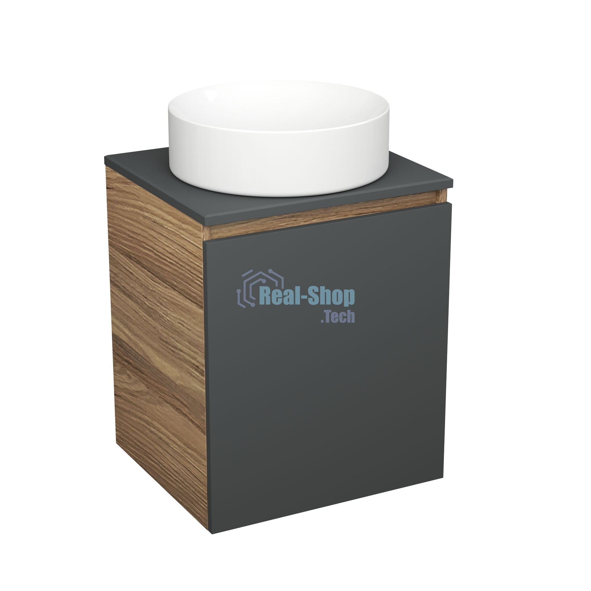 Тумба Bau Dream Blackwood 50 графит, раковина BAU Dream круглая D41