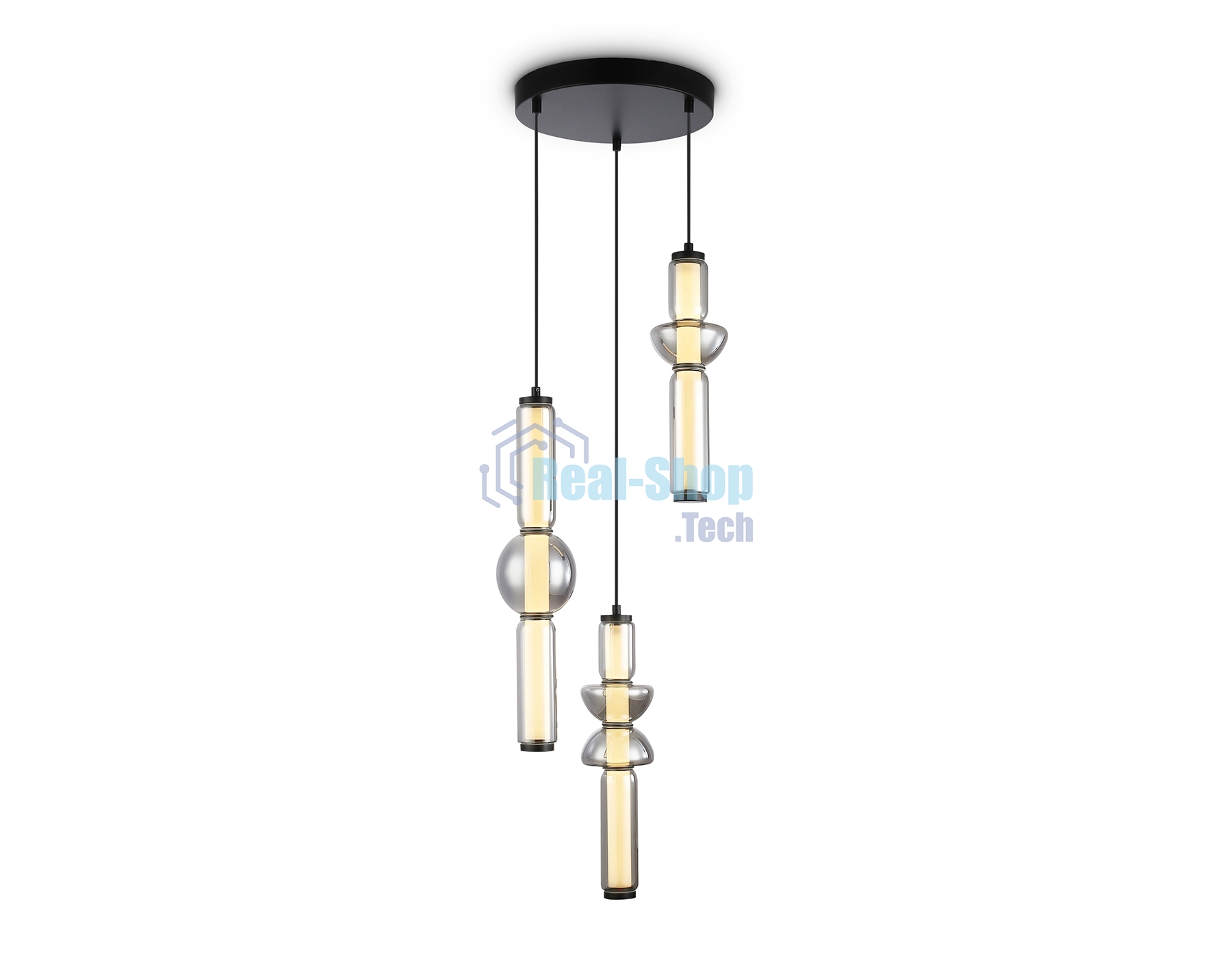 Подвесной светодиодный светильник Ambrella light LH11026/3 BK/SM черный/дымчатый 40W 3000K D380*1720