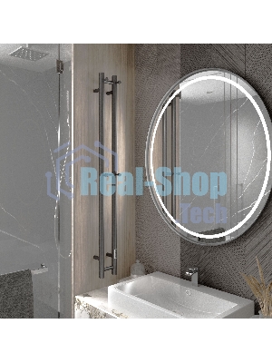 Полотенцесушитель дизайнерский электрический, BAU Stella Gun Grey 8х120, 2 коллектора, 2 крючка, тем
