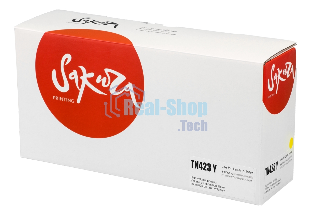 Картридж лазерный Sakura TN423Y для Brother HL-8260, DCP-8400, MFC-8690, желтый, 4 000к.