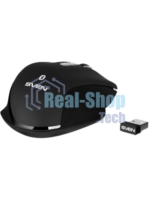 Мышь беспроводная SVEN RX-590SW черный, 1600 dpi, радиоканал, Bluetooth, USB, кнопки - 7