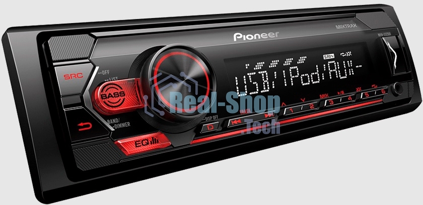 Автомагнитола Pioneer MVH-S125UI, 1 DIN, USB Type-A, AUX, пульт ДУ, съёмная панель