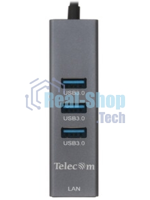 Переходник Telecom USB 3.0 - RJ-45 1000Mbps +3 USB3.0, Aluminum Shell, 0.2м TA311U