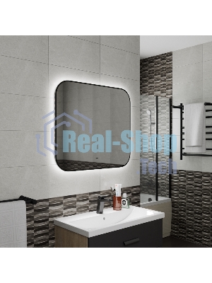 Зеркало Bau Black Rand 80х70, с LED фоновой подсветкой, бесконтактным сенсором, черной окантовкой