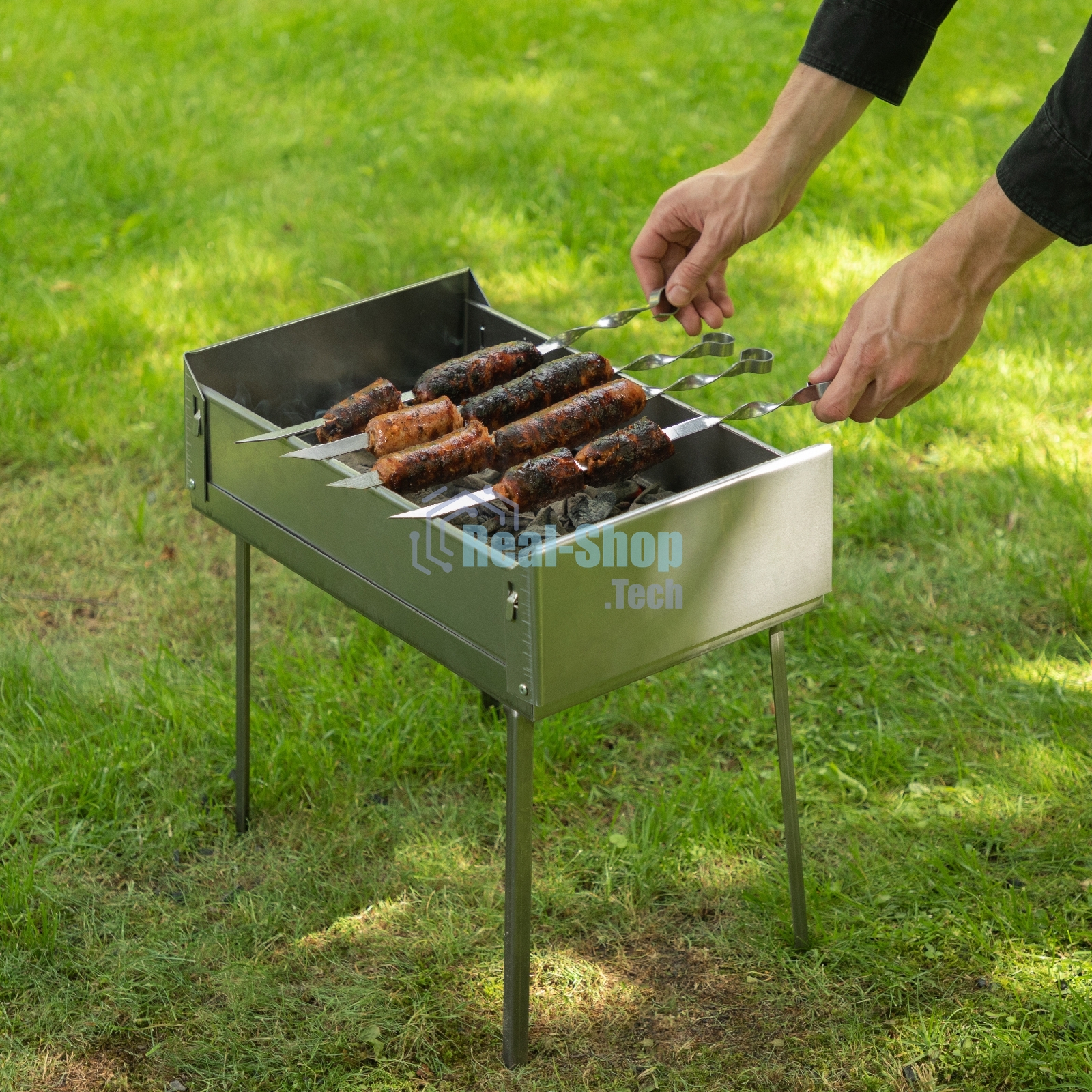 Мангал-дипломат Palisad Camping в сумке 410x280x125 мм, 1,5 мм, 6 шампуров в комплекте