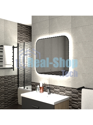 Зеркало Bau Black Rand 80х70, с LED фоновой подсветкой, бесконтактным сенсором, черной окантовкой