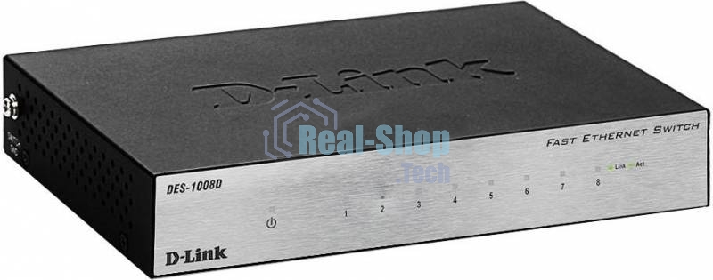 Коммутатор неуправляемый с 8 портами 10/100Base-TX D-Link DES-1008D/(K2A/K3A)RU/J1A/J2A/L2A/L2B