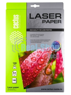 Фотобумага Cactus CS-LPA4100100 A4/100г/м2/100л./белый глянцевое для лазерной печати