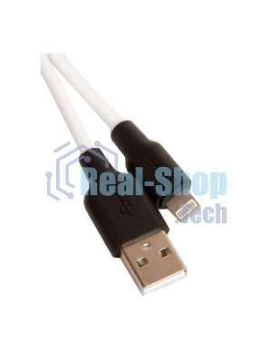 Кабель USB 2.0 HOCO X21, силиконовая оплетка, AM/Lightning M, бело-черный, 1м