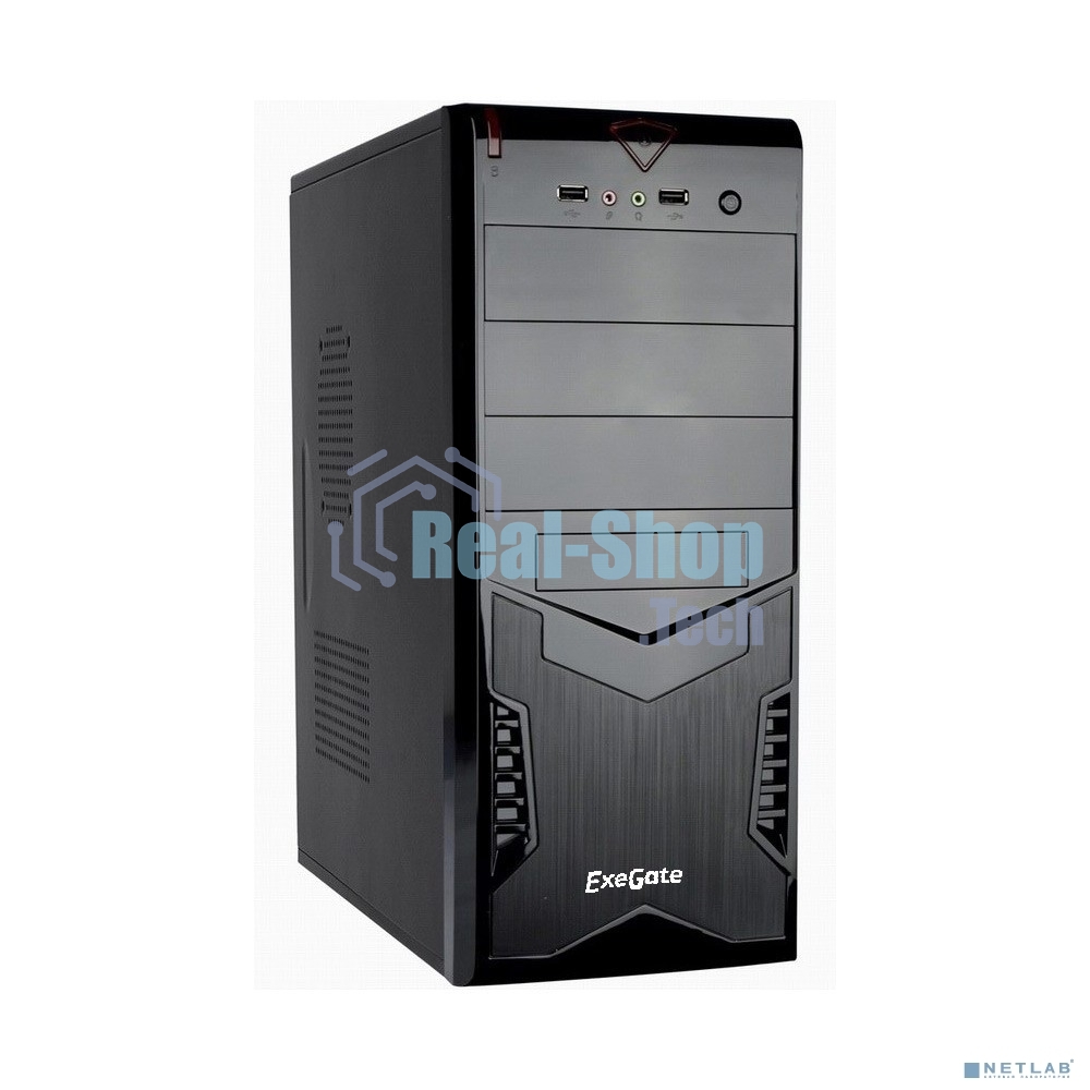 Компьютерный корпус Miditower ExeGate CP-601 Black, ATX, (без БП), 2хUSB, Audio