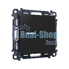 Комплект механизма розетки ALFA Черный матовый 2USB A+C 20W (быстрая зарядка) QUANT (AP8110, VM177) MA811010