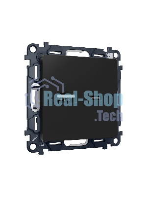 Комплект механизма розетки ALFA Черный матовый 2USB A+C 20W (быстрая зарядка) QUANT (AP8110, VM177) MA811010