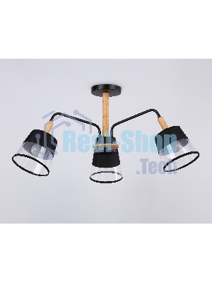 Светильник Ambrella light TR4740/3 BK/LW черный/светлое дерево E27/3 max 40W D760*350