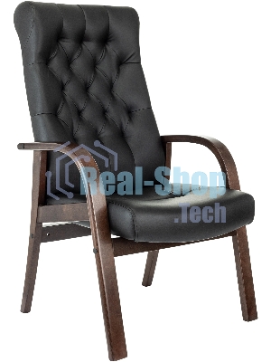 Кресло офисное Бюрократ T-9928WALNUT-CF черный, кожа, на ножках, дерево