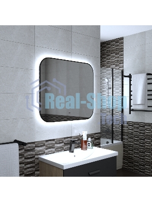 Зеркало Bau Black Rand 80х70, с LED фоновой подсветкой, бесконтактным сенсором, черной окантовкой