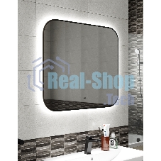 Зеркало Bau Black Rand 80х70, с LED фоновой подсветкой, бесконтактным сенсором, черной окантовкой