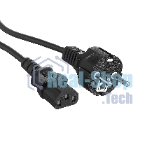 Кабель питания ExeGate Power PC-1,8P (Евровилка Schuko->С13) VDE-250V-3*1.0-CU, 10A, черный, 1.8м