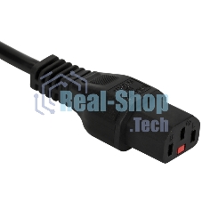 Шнур питания Lanmaster с блокировкой C13-Schuko прямая, 3х0.75, 220В, 10А, черный, 1 метр
