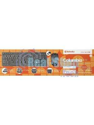Комплект клавиатура+мышь Defender Columbia C-775 беспроводной, USB, 1600 DPI, чёрный