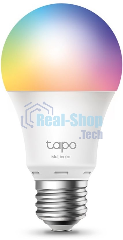 Умная многоцветная Wi‑Fi лампа Tapo Smart WiFi Bulb, A60 size，E27 base, 9.5W, 16 million colors, 2000k-6500k tunable white, 800 lumens brightness and diммable, 802.11b/g/n 2.4G WiFi connection, work with 200-240 V, 50/60 Hz power voltage and frequency, work with Yandex Alice/Goo