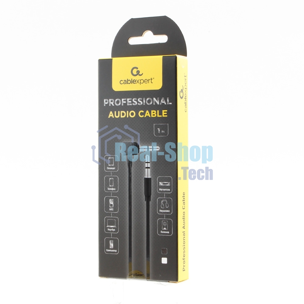Кабель Cablexpert аудио 90˚ CCAB-01-35MML-1MB, 3.5 Jack (M)/3.5 Jack (M), черный, 1м, блистер