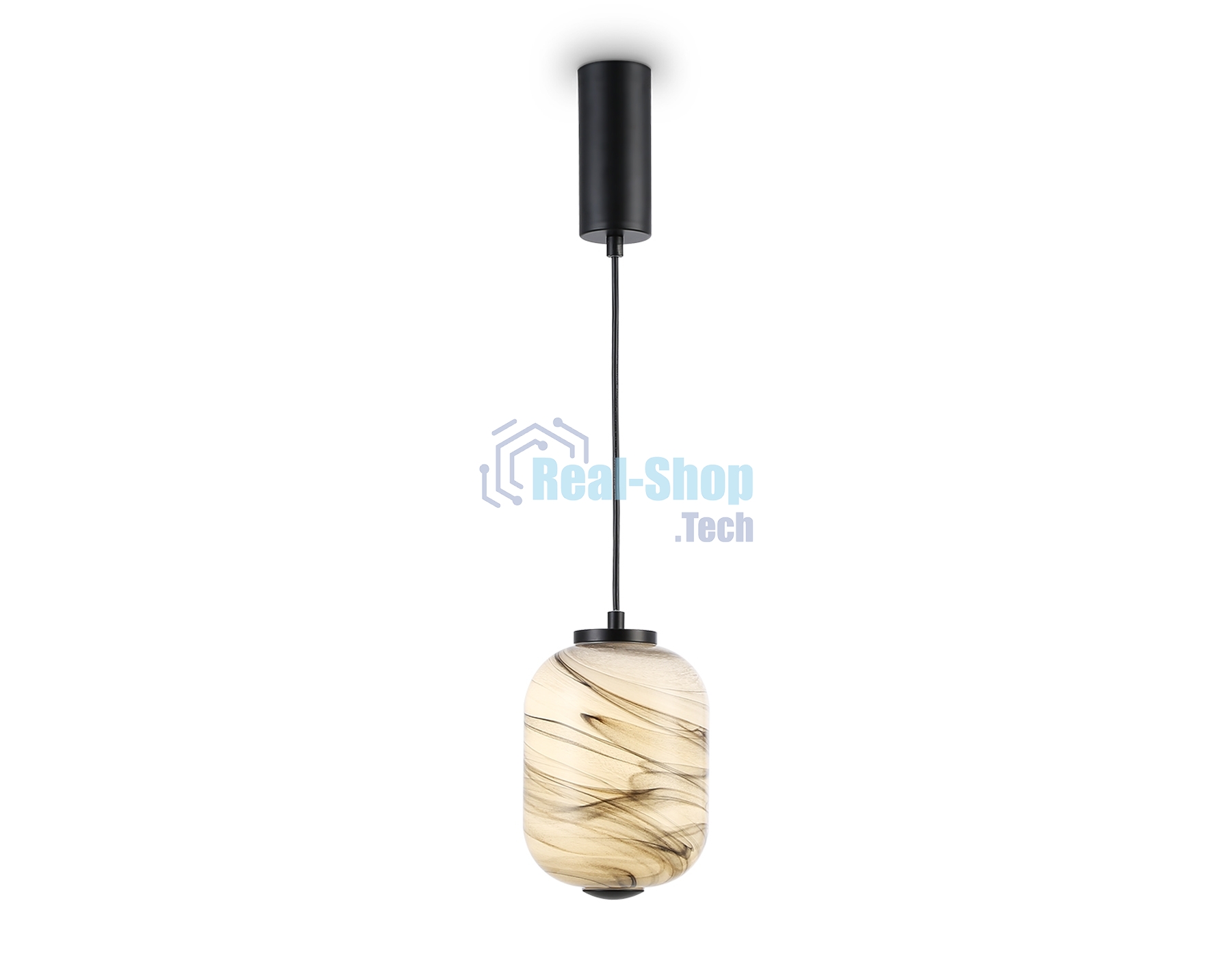 Подвесной светодиодный светильник Ambrella light LH11031 BK/MG черный/мраморно-серый 8W 3000K D150*1585