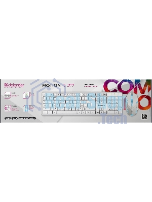 Комплект клавиатура+мышь Defender Motion C-977 проводной, USB, 1600 DPI, белый