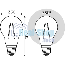 Лампа светодиодная Gauss Filament 102902215 15Вт цок.: E27 груша 220B св. свеч. бел. нейт. (упак.: 10 шт)