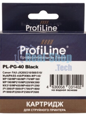Картридж струйный ProfiLine PL-PG-40 для принтеров Canon Pixma iP1200/1600/2200, MP150/170/450 Black водн