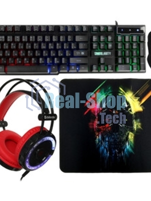 Комплект клавиатура+мышь Defender Singularity MKP-118 проводной, USB, 3200 DPI, чёрный