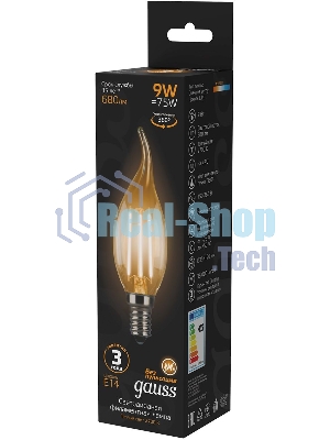 Лампа светодиодная Filament Свеча на ветру E14 9Вт 2700К Gauss 104801109
