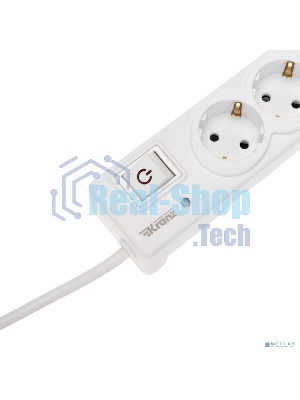 Сетевой фильтр 5 гнезд, 3м, 3х1,5мм², с автовыкл, 2 USB, белый Kranz