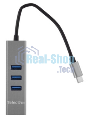 Переходник Telecom USB 3.1 Type-C -->RJ-45 1000Mbps +3 USB3.0, Aluminum Shell, 0.2м Telecom TA311C