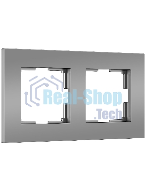 Рамка на 2 поста Slab (серебро софт) W0022965